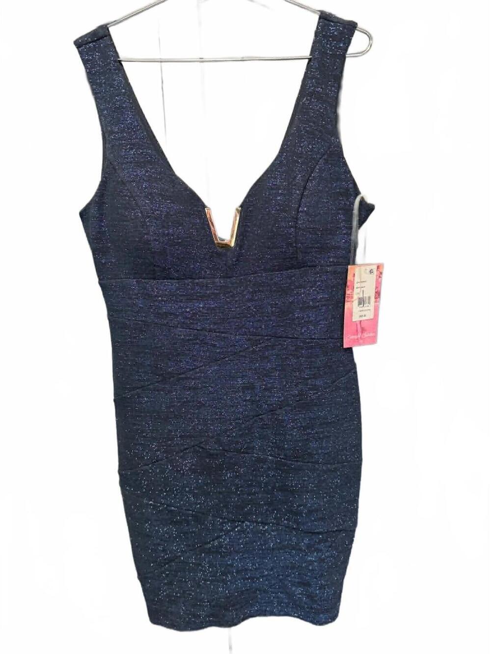Emerald Sundae Navy Blue Glitter Bodycon Dress XXL